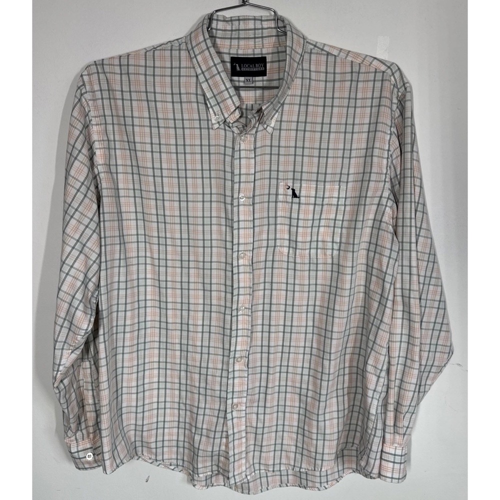 Local Boy Outfitters Bamboo Long Sleeve Button Down Pastel Plaid Shirt Mens‎ XL
